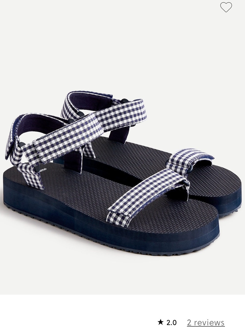 J. Crew Navy and White Gingham Platform Sandals